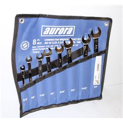 AURORA 8PC COMBINATION SAE WRENCH/ RATCHET SET