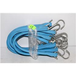 LOT OF 6 15" BLUE SNAP HOOKER TIE DOWNS