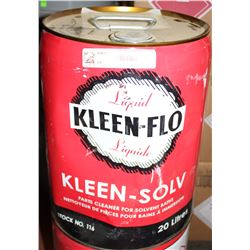 20 LITRE CAN OF LIQUID  KLEEN FLO PARTS CLEANER