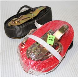 LOT OF 2 16" RATCH STRAPS- RED & BLACK