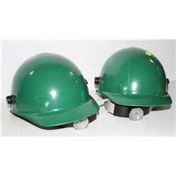 LOT OF 2 GREEN HARD HATS