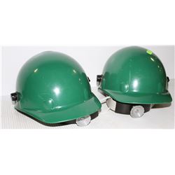 LOT OF 2 GREEN HARD HATS