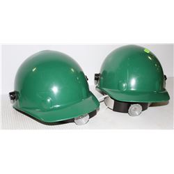 LOT OF 2 GREEN HARD HATS