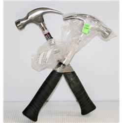 LOT OF 2 AURORA RUBBER HANDLE CLAW HAMMERS