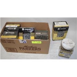BOX OF NAILS, SCREWS AND MORE