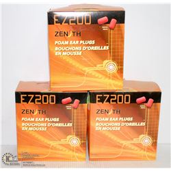 3 BOXES OF EZ200 ZENITH FOAM EAR PLUGS.