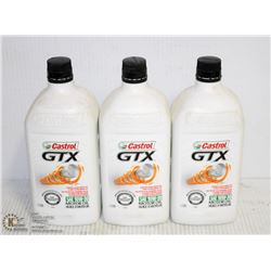 THREE 1 LITRE JUGS OF CASTROL SAE 10W-30 MOTOR OIL