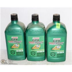 THREE 1 LITRE JUGS OF CASTROL GTX HIGH MILEAGE SAE