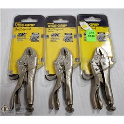 LOT OF THREE 4" IRWIN VISE GRIP PLIERS