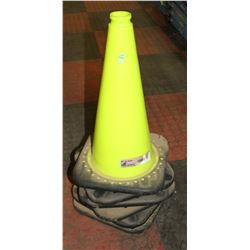 LOT OF 6 HI-VIS GREEN TRAFFIC CONES, 17" TALL