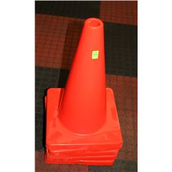LOT OF 5 ORANGE TRAFFIC CONES, 18" TALL