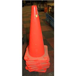 LOT OF 9 ORANGE TRAFFIC CONES, 28" TALL