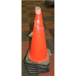 LOT OF 6 ORANGE TRAFFIC CONES, 28" TALL
