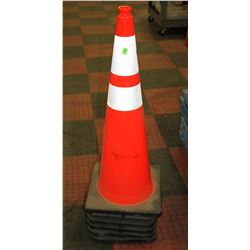 LOT OF 6 ORANGE TRAFFIC CONES, 36" TALL