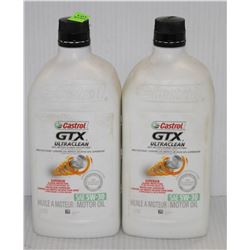 LOT OF 2 CASTROL GTX 1 LITRE BOTTLES OF SAE 5W-30