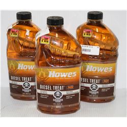 3 BOTTLES OF HOWES DIESEL TREAT, ANTIGEL FUEL
