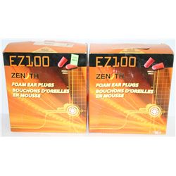 TWO BOXES OF EZ100 ZENITH FOAM EAR PLUGS