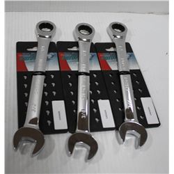 LOT OF 3 AURORA 3/4" CHROME COMBINATION WRENCH