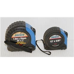 LOT OF 2 AURORA TAPE MEASURES 12FT & 25FT