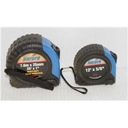LOT OF 2 AURORA TAPE MEASURES 12FT & 25FT