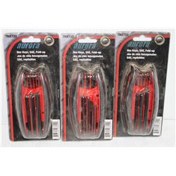 LOT OF 3 AURORA HEX KEY SAE FOLDUP TOOL