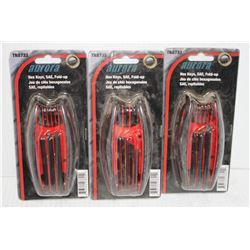 LOT OF 3 AURORA HEX KEY SAE FOLDUP TOOL