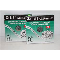 TWO BOXES OF DAHL ALL ROUND GALVANIZED STRAPPING