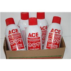 5 BOTTLES OF ACE STARTING FLUID. 211 GRAMS PER