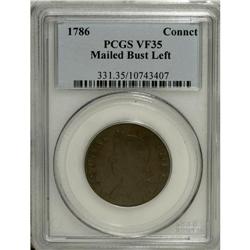 1786 COPPER Connecticut Copper, Mailed Bust Left VF3