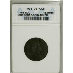 1794 1/2 C --Corroded, Scratched--ANACS. VG8 Details.