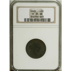 1803 1/2 C VF35 NGC. NGC Census: (18/57). PCGS Populat