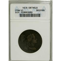 1794 1C Head of 1795--Corroded--ANACS. VG8 Details. NG