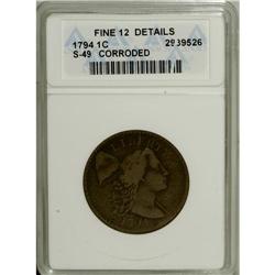 1794 1C Head of 1795--Corroded--ANACS. Fine 12 Details