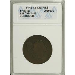 1796 1C Liberty Cap--Corroded--ANACS. Fine 12 Details.