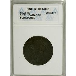 1802 1C --Damaged, Scratched--ANACS. Fine 12 Details. N