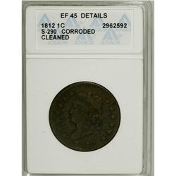 1812 1C Small Date--Cleaned, Corroded--ANACS. XF45 Det