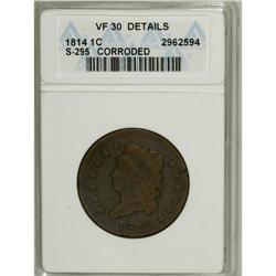 1814 1C Crosslet 4--Corroded--ANACS. VF30 Details. NGC