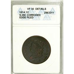 1814 1C Crosslet 4--Corroded--ANACS. VF30 Details. NGC