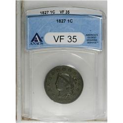 1827 1C VF35 ANACS. NGC Census: (7/101). PCGS Popu