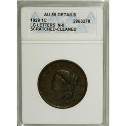 1829 1C Large Letters--Cleaned, Scratched--ANACS. AU55