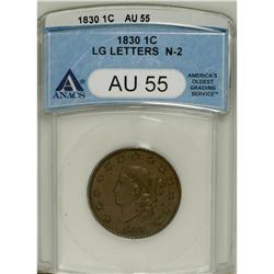 1830 1C Large Letters AU55 ANACS. N-2. NGC Census: