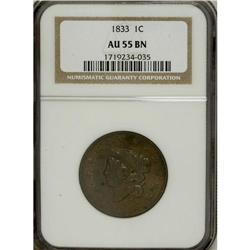 1833 1C AU55 NGC. NGC Census: (13/107). PCGS Popul