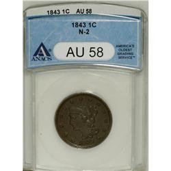 1843 1C Petite Head, Small Letters AU58 ANACS. N-2