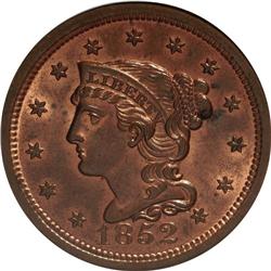 1852 1C MS64 Red and Brown PCGS. Ex: Novmeber 1981, Co