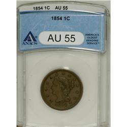1854 1C AU55 ANACS. NGC Census: (31/506). PCGS Pop