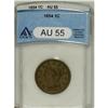 Image 1 : 1854 1C AU55 ANACS. NGC Census: (31/506). PCGS Pop
