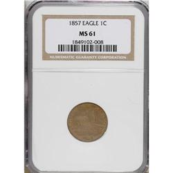 1857 1C MS61 NGC. NGC Census: (63/1674). PCGS Popu