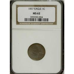 1857 1C MS62 NGC. NGC Census: (228/1460). PCGS Pop