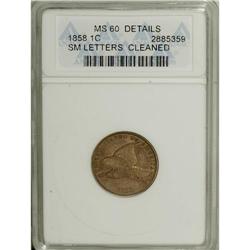 1858 1C Small Letters MS60 ANACS. NGC Census: (4/540).