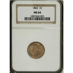 1862 1C MS64 NGC. NGC Census: (448/189). PCGS Popu